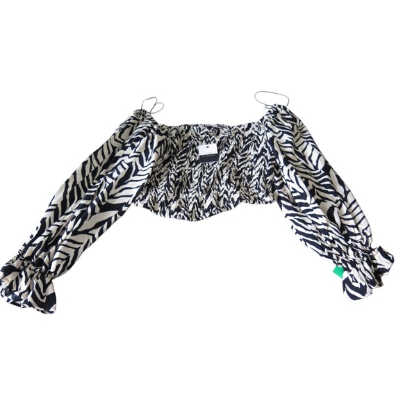 ELOQUII ELEMENTS Women's Smocked Cropped Animal Print Top Plus Size 14/16 - Picture 5 of 10